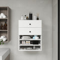 Système d'Organisateur de Placard Modulaire en Bois C1 avec 2 Tiroirs 3 Étagères, Montage Mural pour Dressing et Chambre, Rangement Intégré pour Vêtements, Blanc 23.62''L x 16.04''P x 31.49''H