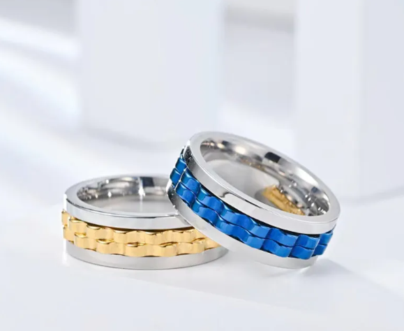 Bague Fidget Spinner en Titane pour Hommes