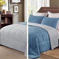 Exclusivo Mezcla Ensemble de Couette Léger Réversible 3 Pièces Toutes Saisons avec 2 Taies d'Oreiller King Size Gris Bleuté