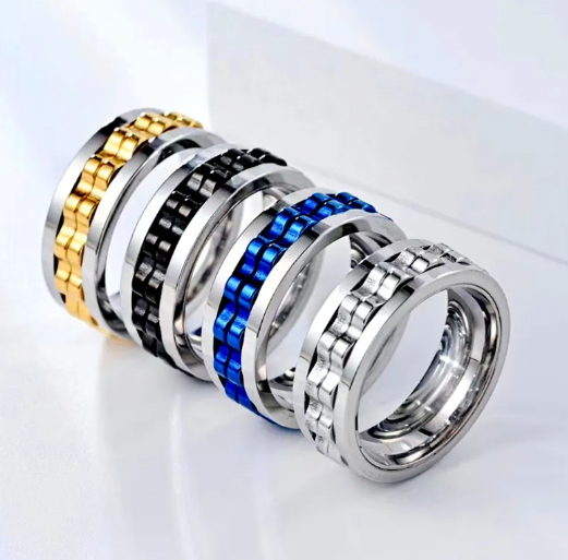 Bague Fidget Spinner en Titane pour Hommes