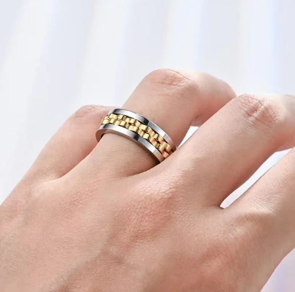 Bague Fidget Spinner en Titane pour Hommes