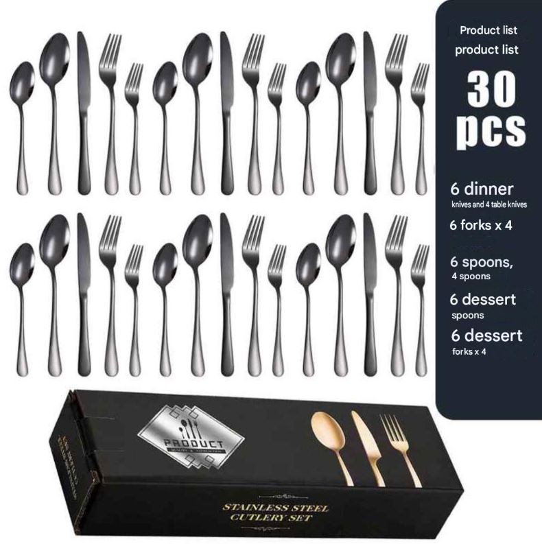 Ensemble de cuillères de couverts de l'ouest en acier inoxydable noir