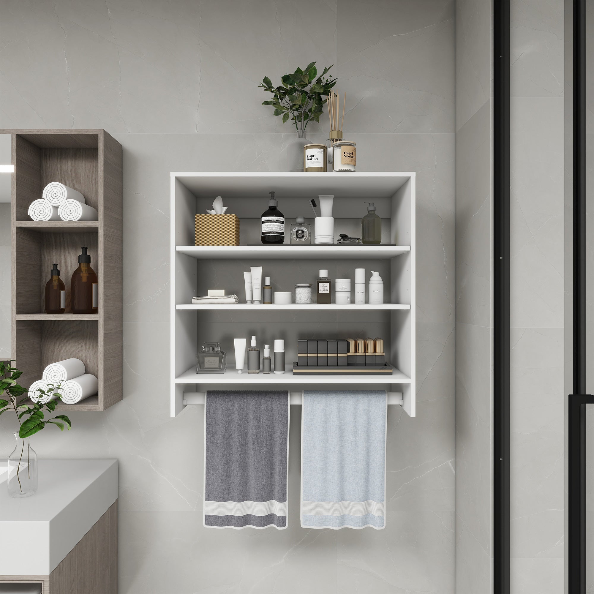 Système Organisateur de Placard B1 : Organisateurs de Placard Montés au Mur et Rangement pour Dressing, Étagères et Rangement Moderne pour Chambre 80cm L x 40.8cm P x 80cm H