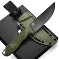 Couteau de Survie à Lame Fixe Tactique ODENWOLF W-FLAT avec Étui - Fabriqué en Acier D2 - Parfait pour le Bushcraft et le Camping