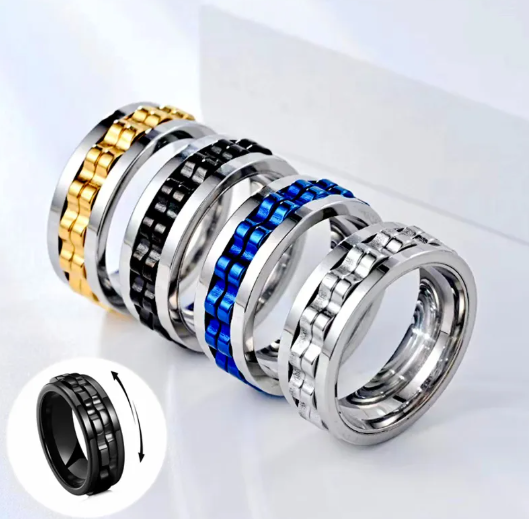 Bague Fidget Spinner en Titane pour Hommes